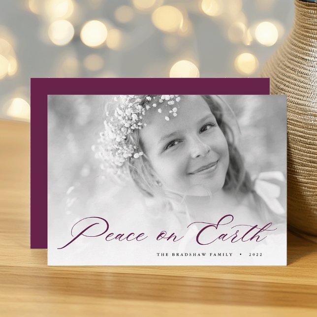 Tarjeta Festiva Paz en la Tierra | Elegante Foto Script (Subido por el creador)