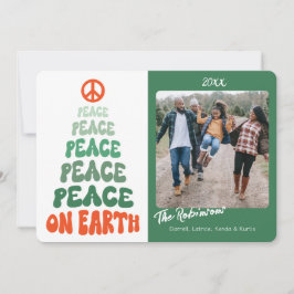 Tarjeta Festiva Paz en la Tierra Fuente Retro Personalizada Foto F
