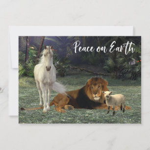 Tarjeta Festiva Paz en la Tierra León Cordero Unicornio