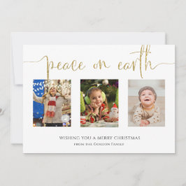 Tarjeta Festiva Paz en la Tierra Navidades 3 Collage de fotos Purp