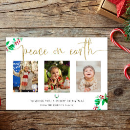 Tarjeta Festiva Paz en la Tierra Navidades 3 Foto color de agua de