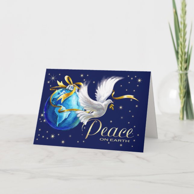 Tarjeta Festiva Paz en la Tierra. Navidades de Peace Dove (Anverso)