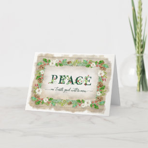Tarjeta Festiva Paz en la Tierra Navidades Floral acuarela rusa