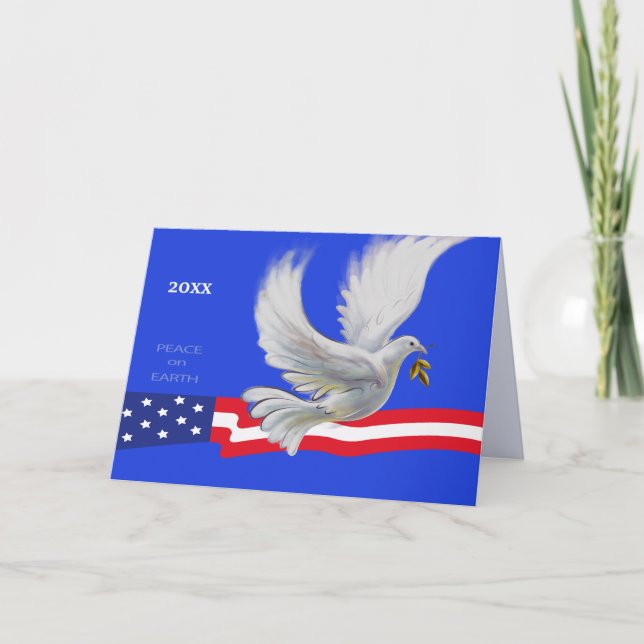 Tarjeta Festiva Paz en la Tierra. Navidades patrióticos de Peace D (Anverso)