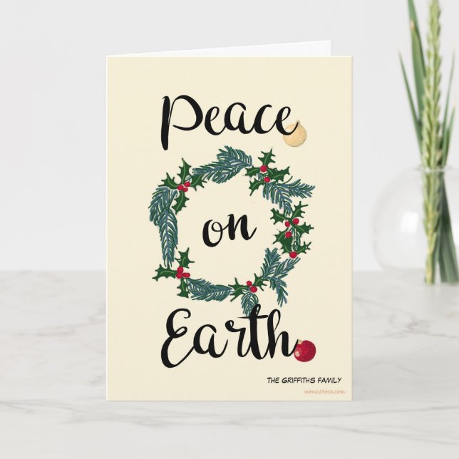 Tarjeta Festiva Paz en la Tierra. Personalizable (Anverso)