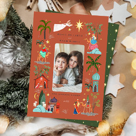 Tarjeta Festiva Paz en la Tierra Tres sabios Navidades terrenales