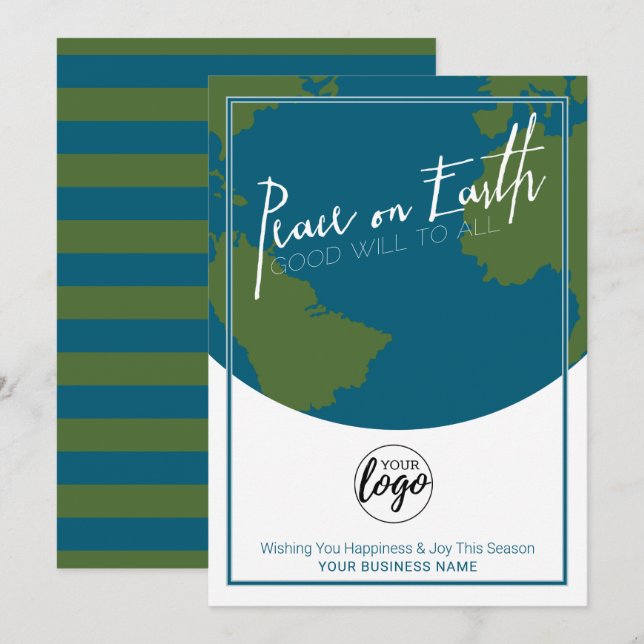 Tarjeta Festiva Paz en la Tierra y buena voluntad - Logo de los ne (Anverso / Reverso)