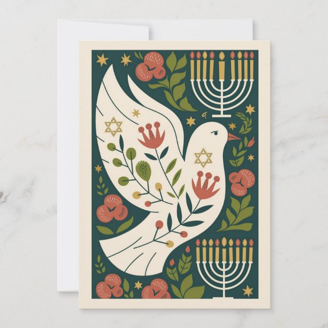 Tarjeta Festiva Paz Familia amor Personalizado luz Elegante Hanukk (Anverso)
