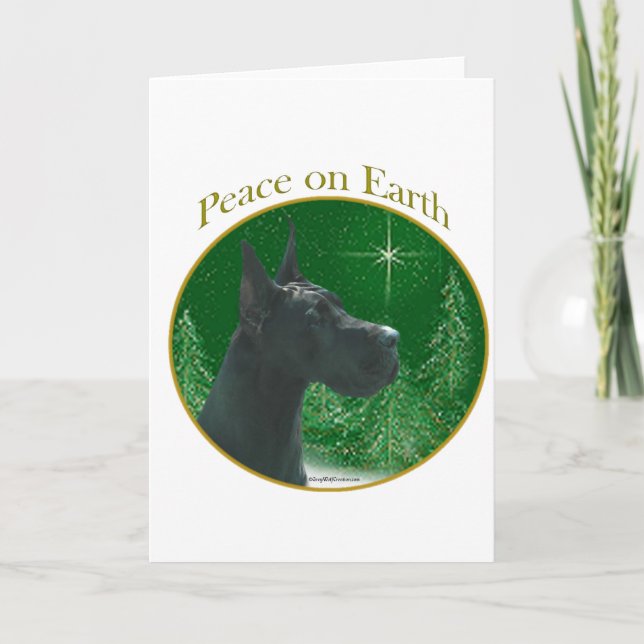 Tarjeta Festiva Paz (negra) de great dane (Anverso)