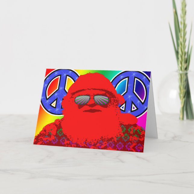 Tarjeta Festiva Paz psicodélica de Santa (Anverso)