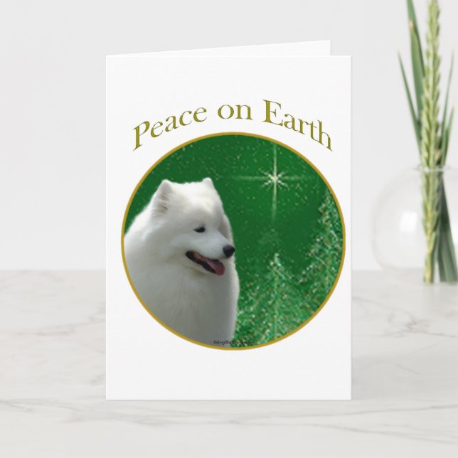 Tarjeta Festiva Paz Samoyed (Anverso)