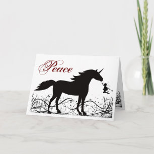Tarjeta Festiva Paz ~ Silhouette Unicornio y Navidades de hadas
