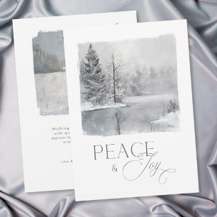 Tarjeta Festiva Paz y Alegría Invernal Acuarela Navideña