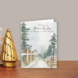 Tarjeta Festiva Paz y alegría para Woodland Path Country Navidades