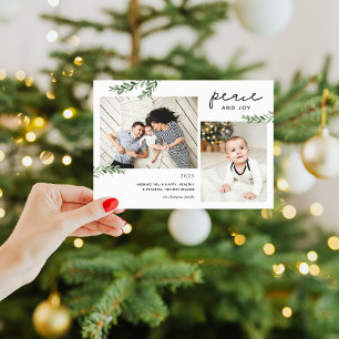 Tarjeta Festiva Paz y alegría Ramas verdes 2 Foto