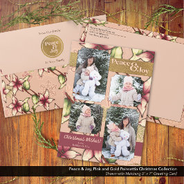 Tarjeta Festiva Paz y alegría, rosa, borgoña, fotografía de poinse