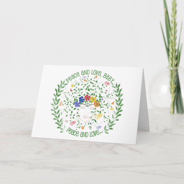 Tarjeta Festiva Paz y amor, bebé... (Anverso)