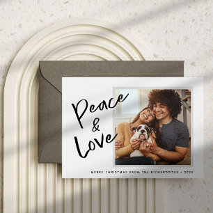 Tarjeta Festiva Paz y amor   Navidades blancos y negros Foto H