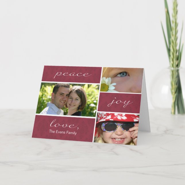 Tarjeta Festiva Paz y día de fiesta doblado alegría (Anverso)