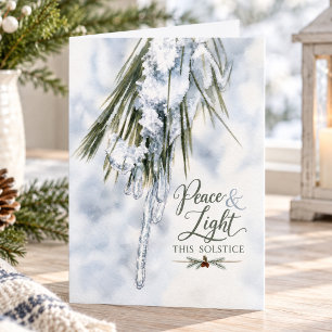 Tarjeta Festiva Paz y Luz Solsticio de Invierno Pinos Helados