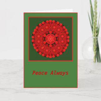 Tarjeta Festiva Peace Always Holiday Bow Mandala Card