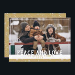 Tarjeta Festiva Peace and Love Goldenrod Winter Greet Photo<br><div class="desc">La paz y el amor en el invierno Tarjeta de vacaciones de fotos de bienvenida de invierno de Goldenrod</div>