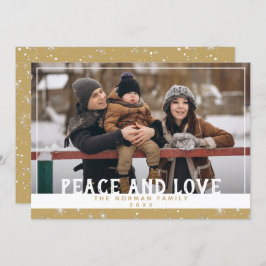 Tarjeta Festiva Peace and Love Goldenrod Winter Greet Photo
