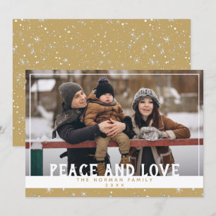 Tarjeta Festiva Peace and Love Goldenrod Winter Greet Photo