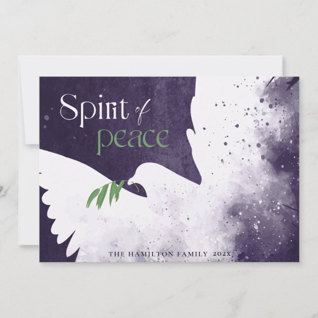 Tarjeta Festiva Peace Dove Deep Purple (Anverso)