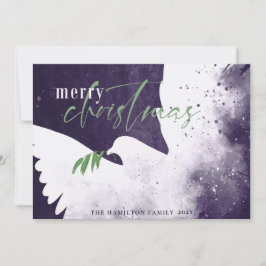 Tarjeta Festiva Peace Dove Deep Purple Merry Christmas