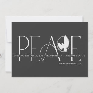 Tarjeta Festiva Peace Dove Love Joy Black Holiday Card