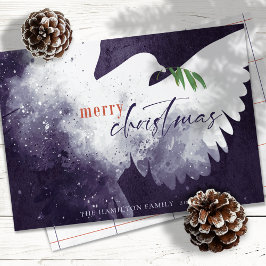 Tarjeta Festiva Peace Dove Merry Christmas Deep Purple