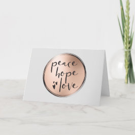 Tarjeta Festiva Peace Hope Love Moda Simple Rosa Gold Business