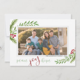 Tarjeta Festiva Peace Joy Hope Watercolor Dos Navidades de fotos