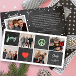 Tarjeta Festiva Peace Joy Love Chalkboard Squares Simple 4 Foto<br><div class="desc">Diseñado por fat*fa*tin. Fácil de personalizar con su propio texto,  foto o imagen. Para solicitudes de personalizados,  por favor contacte directamente con fat*fa*tin. Se cobran cargos por personalizado. www.zazzle.com/fat_fa_tin www.zazzle.com/color_therapy www.zazzle.com/fatfatin_blue_knot・・・・・・・. www.zazzle.com/fatfatin_red_knot www.zazzle.com/fatfatin_mini_me www.zazzle.com/fatfatin_box</div>