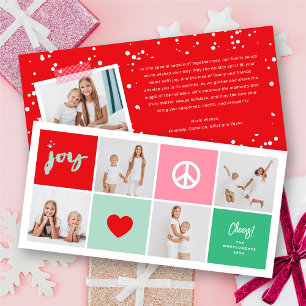 Tarjeta Festiva Peace Joy Love Color Square Blocks Minimal 4 Photo