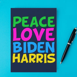 Tarjeta Festiva Peace Love Biden Harris