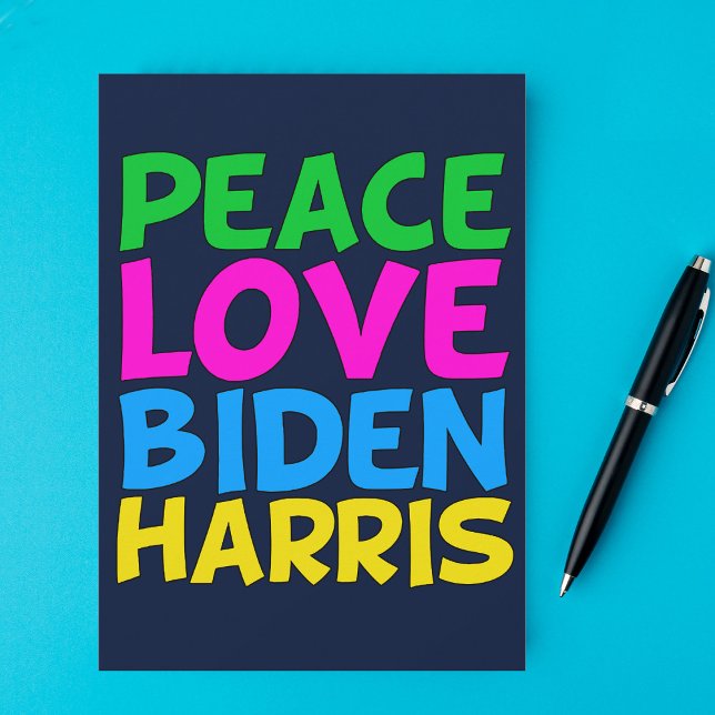 Tarjeta Festiva Peace Love Biden Harris (Subido por el creador)