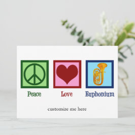 Tarjeta Festiva Peace Love Euphonium Personalizados Navidades