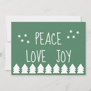 Tarjeta Festiva Peace Love Joy Green Holiday Card