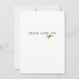 Tarjeta Festiva Peace Love Joy Holly Merry Christmas Holiday Flat
