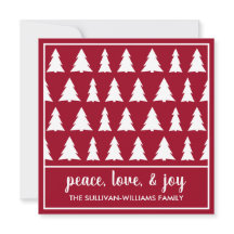 Peace Love Joy Modern Burgundy White Tree Pattern