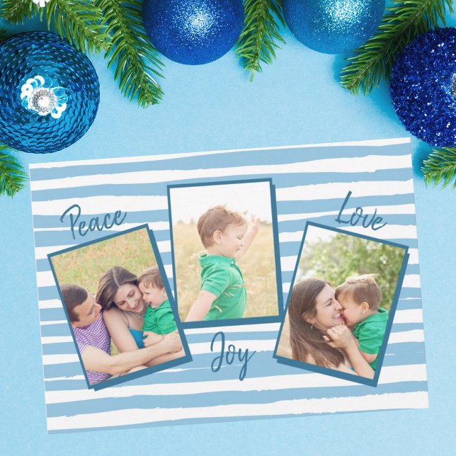 Tarjeta Festiva Peace Love Joy | Navidades fotográficos Blue 3 (Subido por el creador)