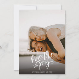 Tarjeta Festiva Peace Love Joy | Navidades fotográficos verticales