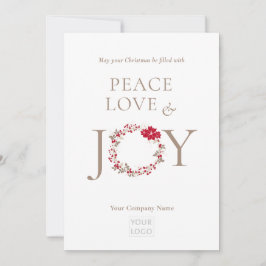 Tarjeta Festiva PEACE LOVE JOY Navidades Wreath Business