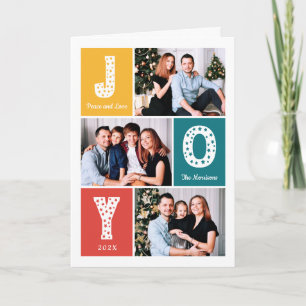 Tarjeta Festiva Peace Love JOY Typography Moderno 3 Photo
