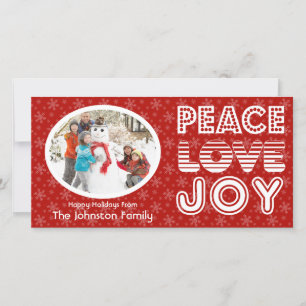 Tarjeta Festiva Peace Love Joy Winter Happy Holidays Photo Card