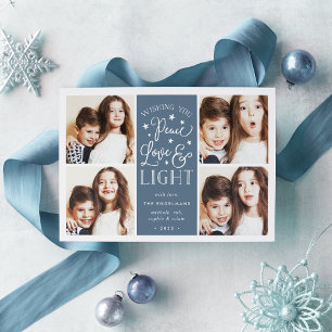 Tarjeta Festiva Peace, Love & Light   Hanukkah Photo