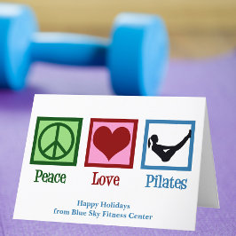 Tarjeta Festiva Peace Love Pilates Cute Personalizado Studio