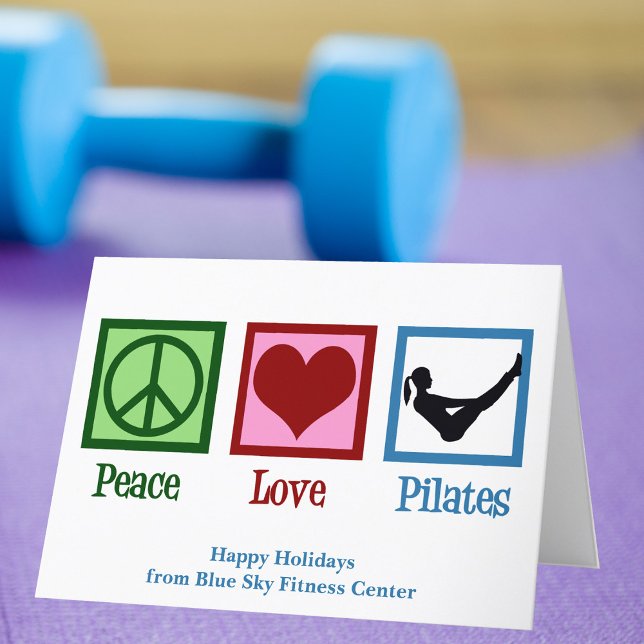 Tarjeta Festiva Peace Love Pilates Cute Personalizado Studio (Subido por el creador)